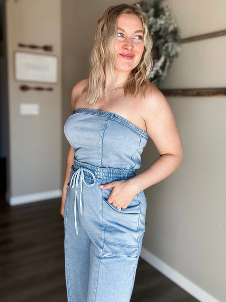 Odessa Washed Strapless Jumpsuit