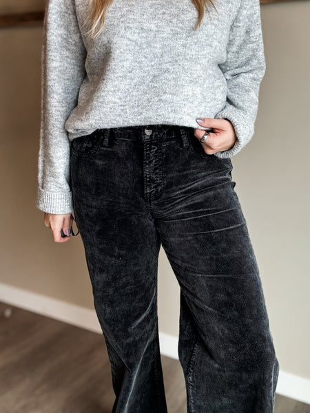 Miller Wide Leg Corduroy Pants - Black