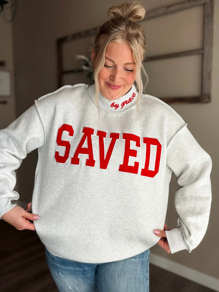 PREORDER Saved By Grace Mock Neck Sweatshirt