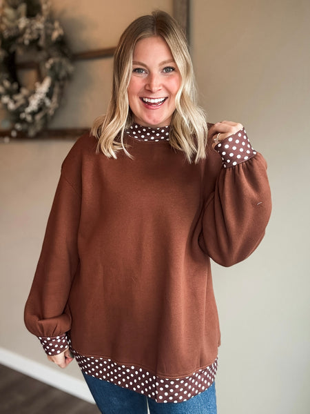 PREORDER Gwenna Polka Dot Mock Neck Pullover