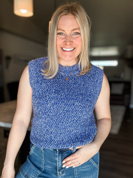 Ginny Sweater Vest Tank - Blue
