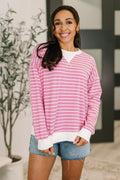 Almost Therapeutic Drop Shoulder Pullover in Candy Pink - SIZE LARGE