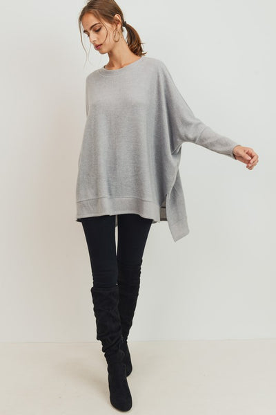 Amaya Brushed Knit Sweater - Grey - SIZE SMALL