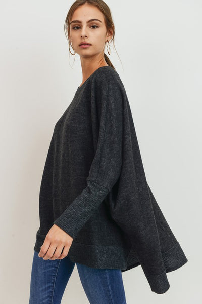 Amaya Brushed Knit Sweater - Charcoal