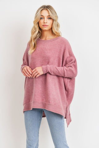 Amaya Brushed Knit Sweater - Rose