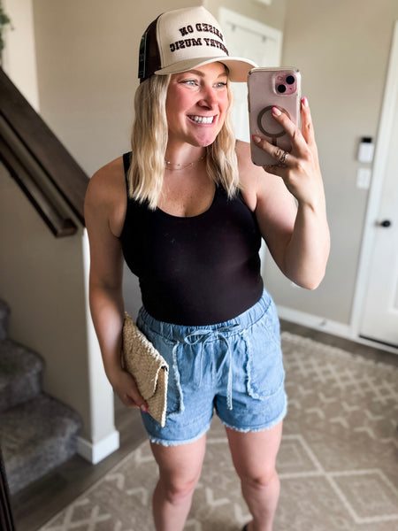 PREORDER Emberly Frayed Denim Shorts