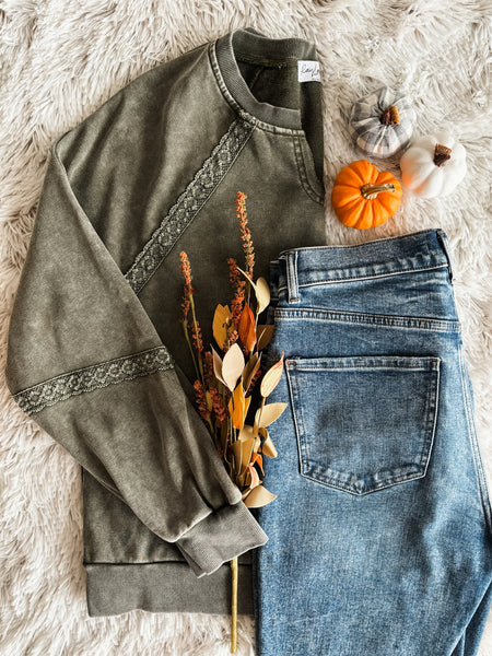 Annalisa Lace Patchwork Sweatshirt - SIZE MEDIUM