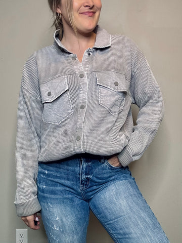 Olivia Button Down Jacket - Slate