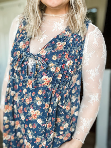 Gardenia Floral Denim Romper