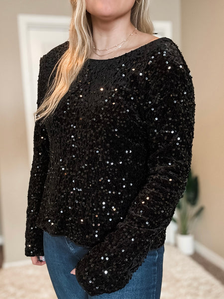 Pop The Bubbly Sequin Top - SIZE MEDIUM