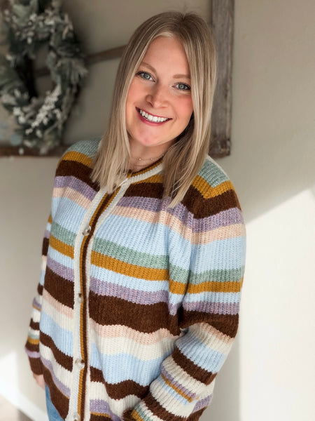 Faye Stripe Knit Cardigan