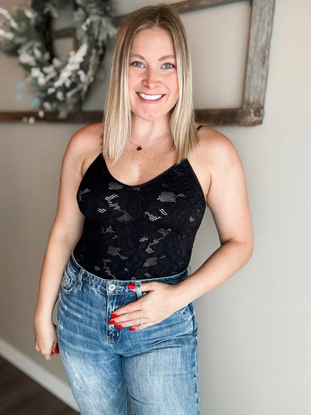 Louie Lace Bodysuit - Black