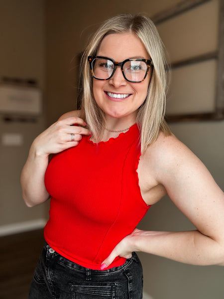 Camdyn Ribbed Tank Top - Red