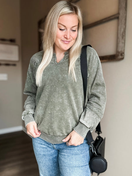 Annalisa Lace Patchwork Sweatshirt - SIZE MEDIUM