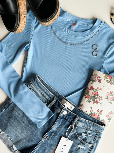 Mella Micro-Ribbed Long Sleeve - Denim