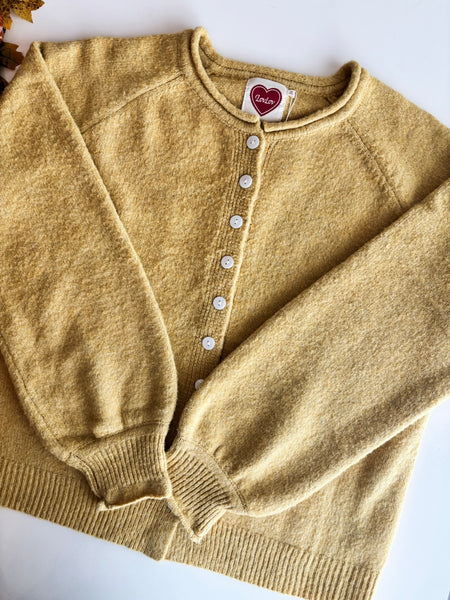 Roselle Button Front Cardigan - Mustard