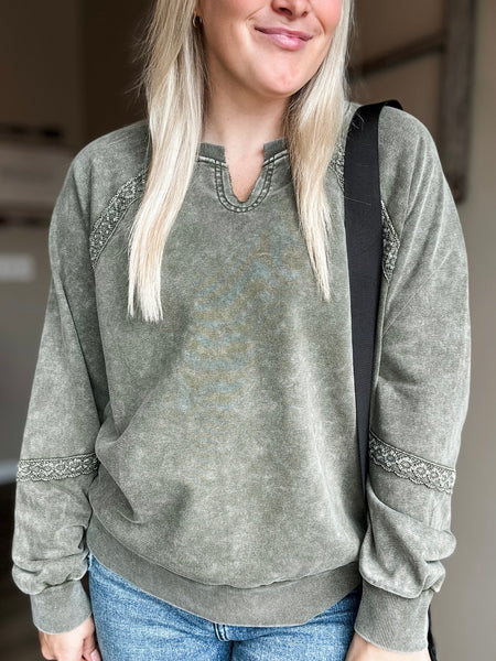 Annalisa Lace Patchwork Sweatshirt - SIZE MEDIUM
