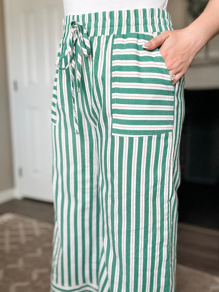 Santorini Stripe Wide Leg Pants - Green