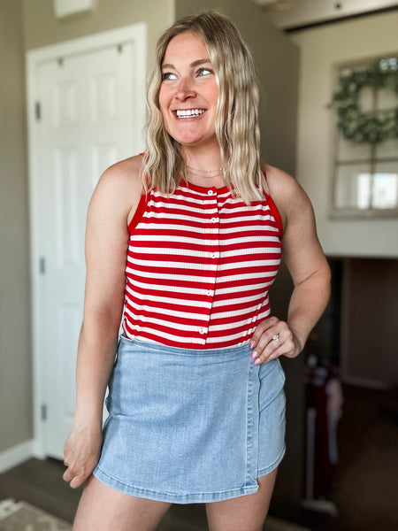 Abilene Wrap Front Denim Skort