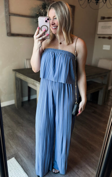 Venezia Pleated Strapless Jumpsuit