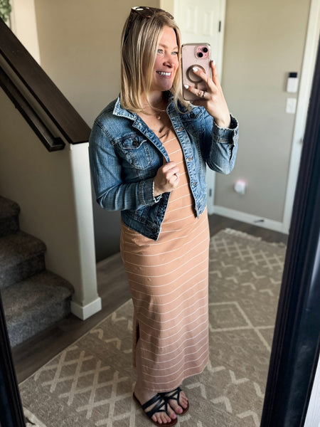 PREORDER Sydnee Striped Maxi T-Shirt Dress