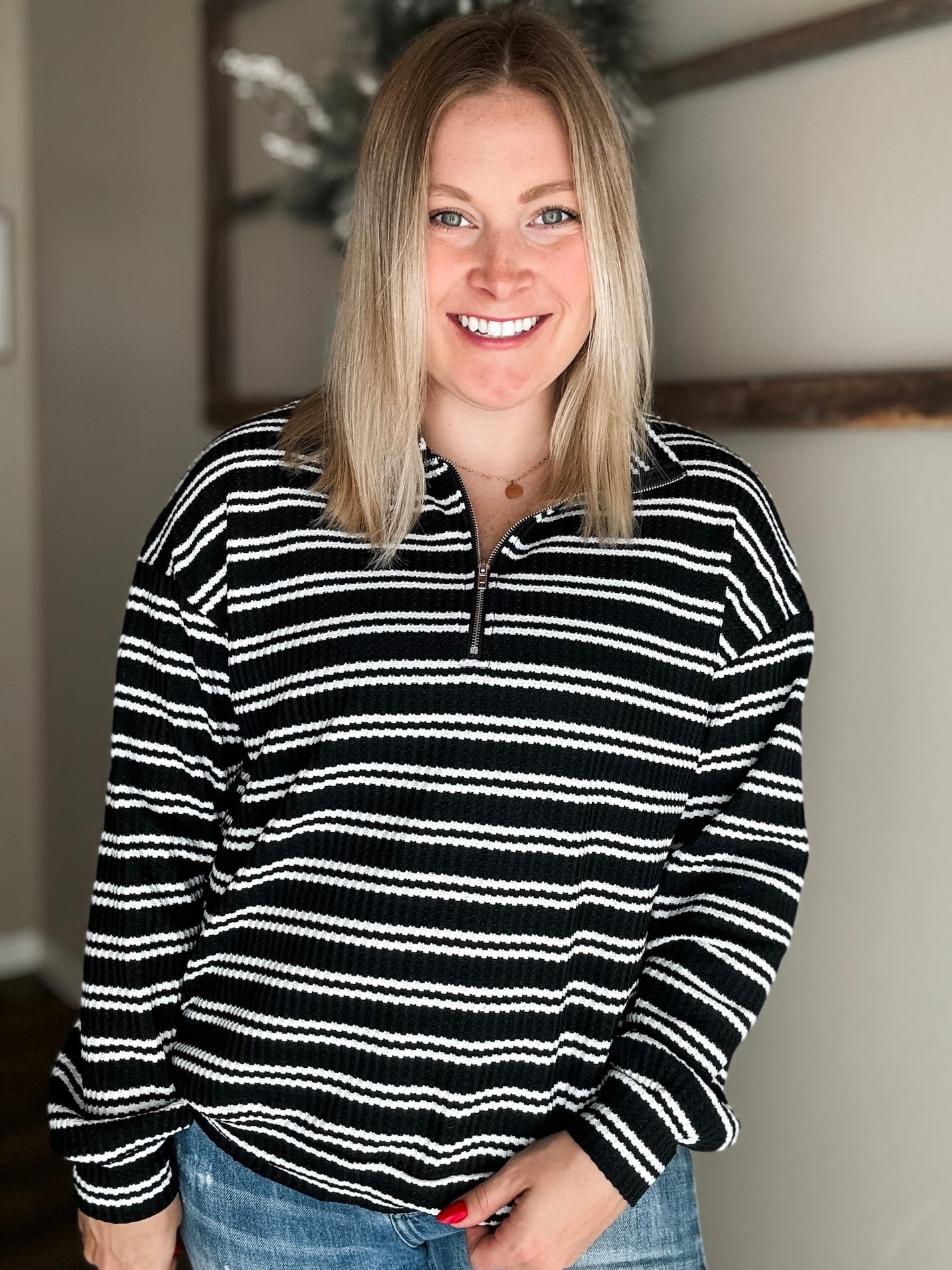 PREORDER Wynn Stripe Zip Pullover