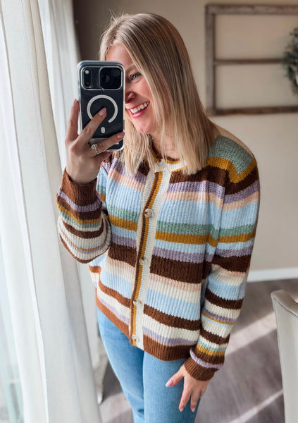 Faye Stripe Knit Cardigan