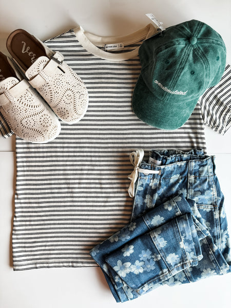 Jensen Stripe Basic Tee - Beige