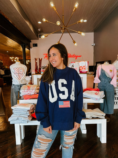 USA Flag Mockneck Pullover