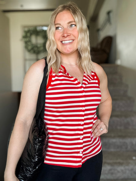 Orli Stripe Button Tank