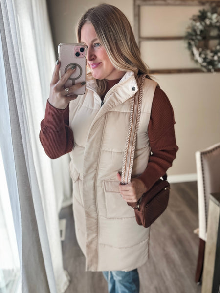 Tahoe Longline Puffer Vest - Cream