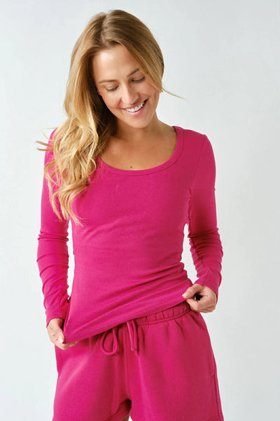 Neena Micro-Ribbed Long Sleeve - Pink