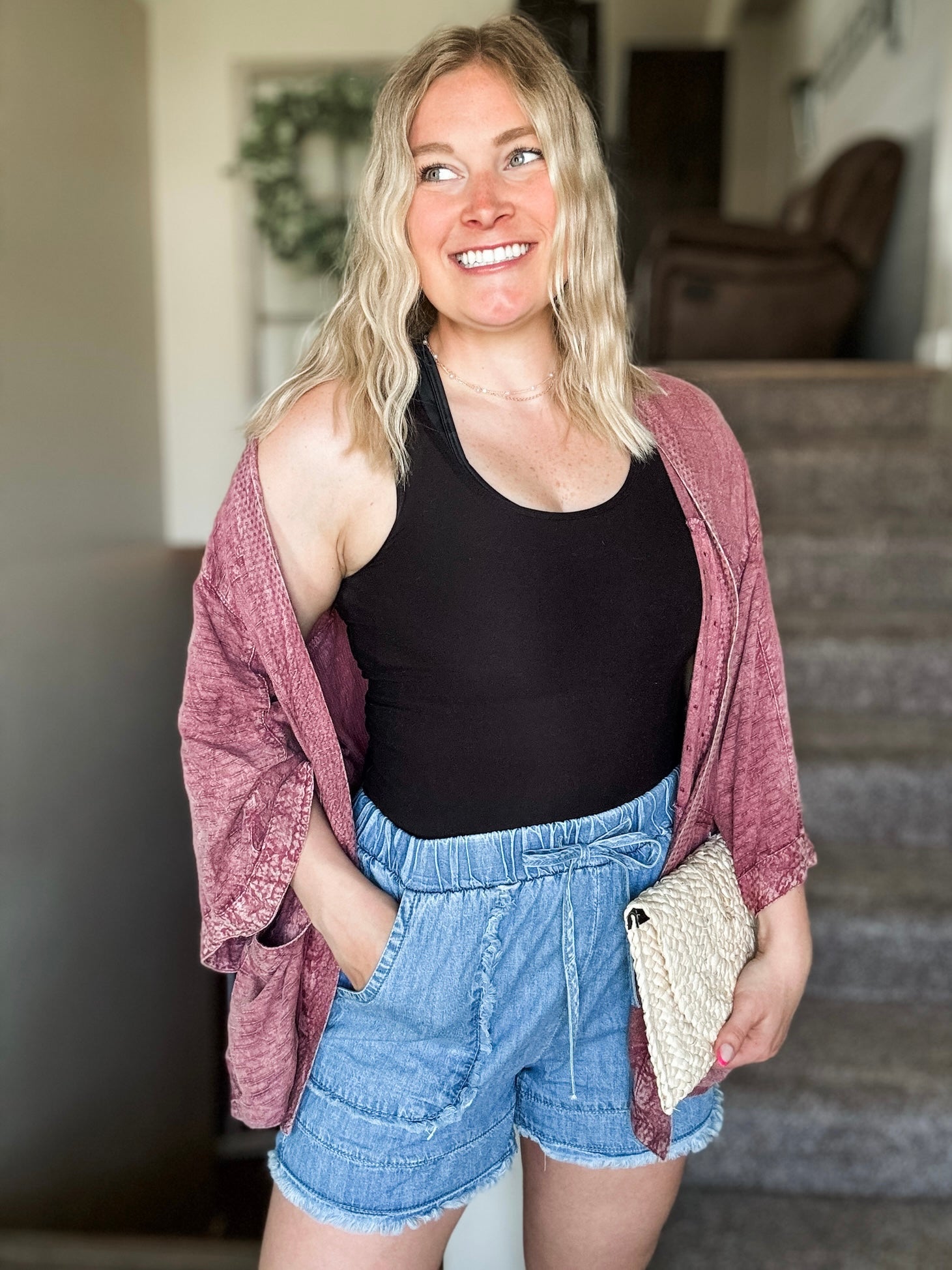 Whiskey Rose Textured Kimono