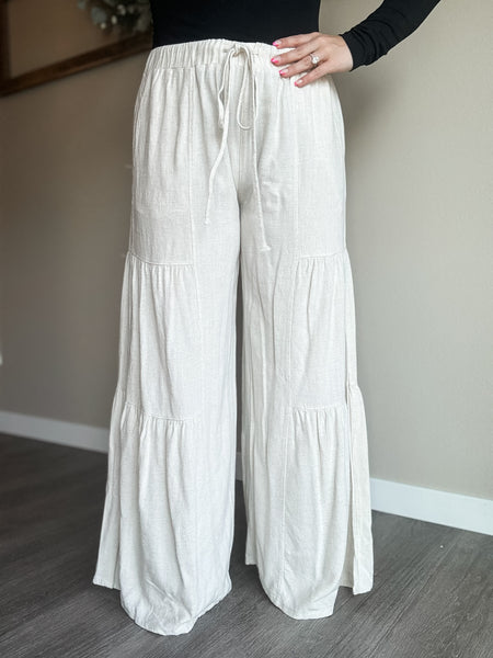 Romilly Tiered Palazzo Pant - Natural