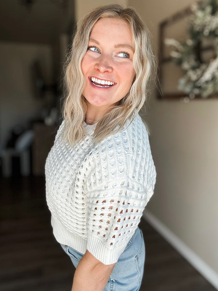 Alina Cropped Crochet Top - White