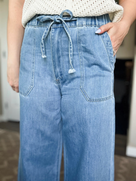 Calypso Paper Bag Wide Leg Jeans
