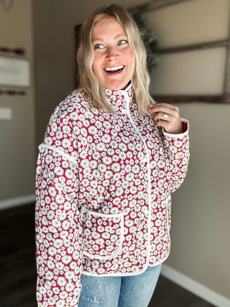 Fiora Floral Quilted Jacket - SIZE MEDIUM