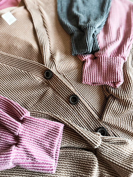 Perri Ribbed Cardigan - Chestnut