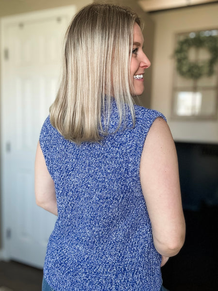 Ginny Sweater Vest Tank - Blue