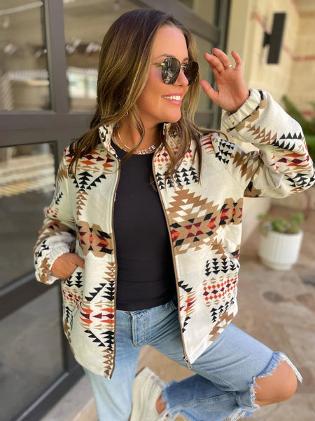 PREORDER Deidre Aztec Zip Up Jacket