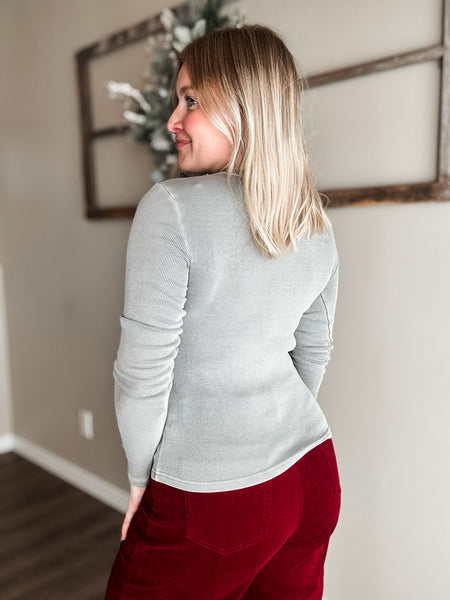 Sylvia Button Front Ribbed Top