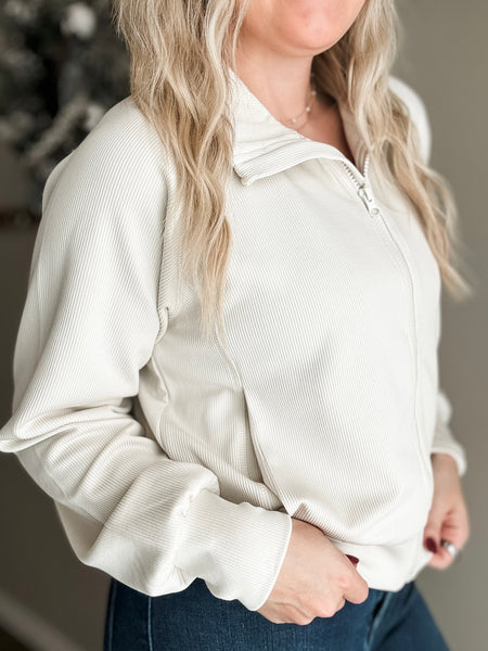 Lucie Ribbed Zip Jacket - SIZE LARGE