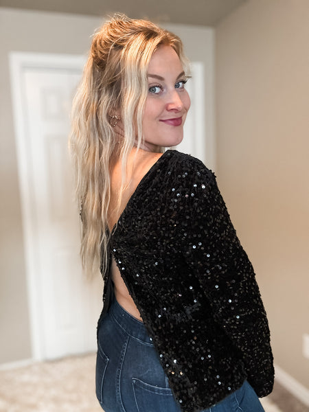 Pop The Bubbly Sequin Top - SIZE MEDIUM