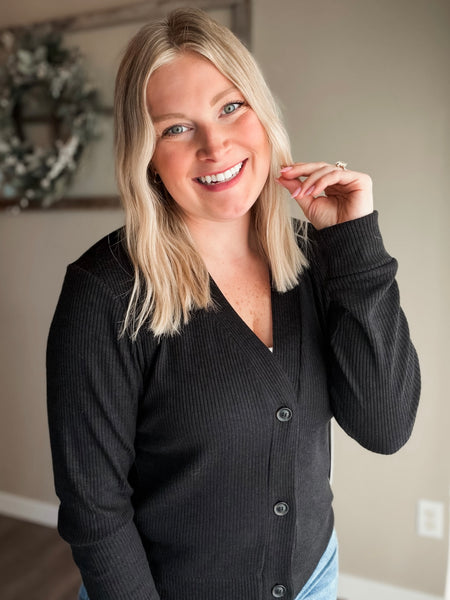 Callan Ribbed Button Down Cardigan