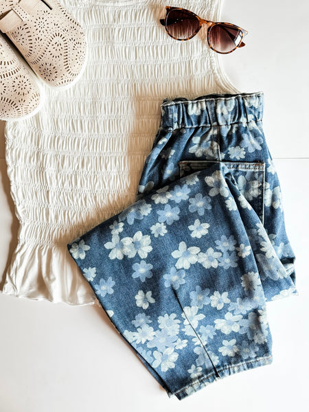 PREORDER Verbena Floral Barrel Jean