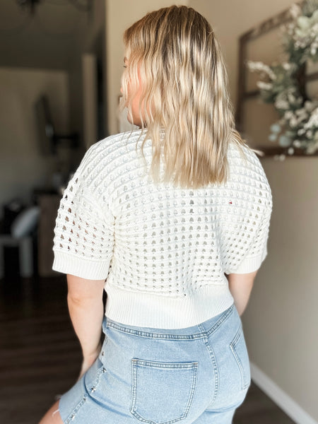 Alina Cropped Crochet Top - White