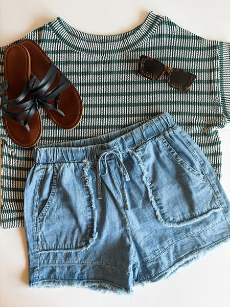 PREORDER Emberly Frayed Denim Shorts
