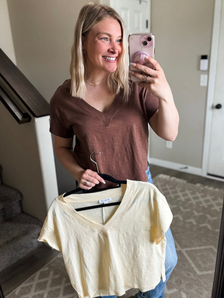 Matilda V Neck Tee - Chocolate
