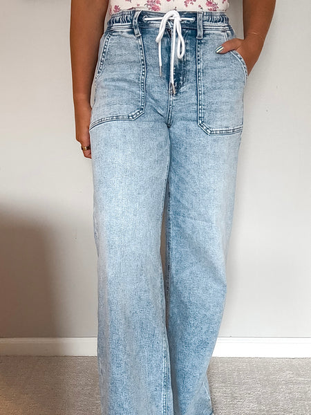 Kateri Drawstring Wide Leg Denim