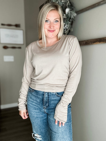 Trevyn Tie-Back Top - Tan